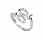 Rhodium-plated Love Fish Ring