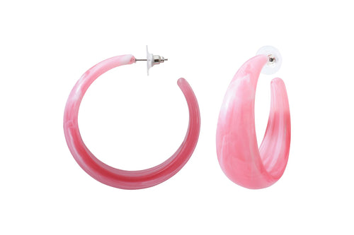 Boucles d'Oreilles acétate  fuchsia acier