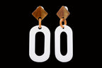 White amber steel acetate earrings