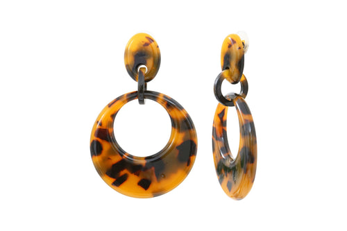 Tortoiseshell steel acetate earrings