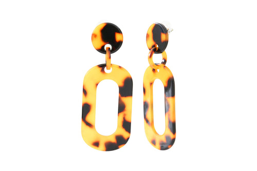 Tortoiseshell steel acetate earrings