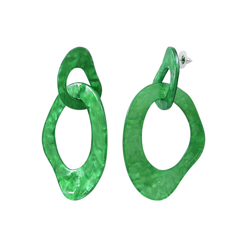 Forest green acetate steel earrings