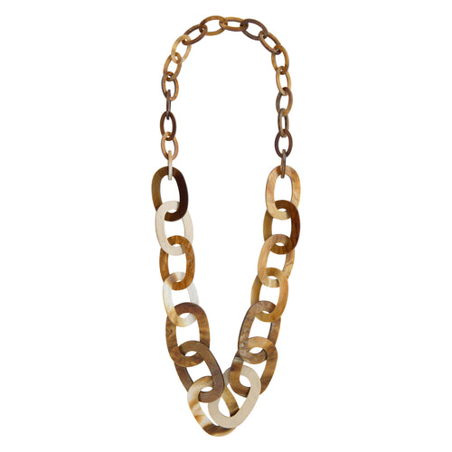 Seventies golden amber acetate long necklace