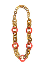 Seventies Long Necklace English Pink Amber Acetate